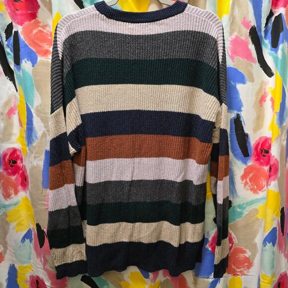 Madewell Thompson Pocket Pullover striped knit long sleeve crewneck sweater XL - Picture 8 of 9